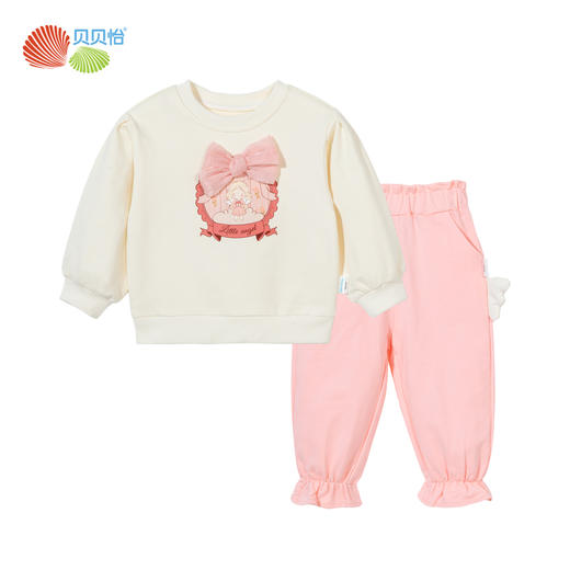 贝贝怡女童套装纯棉2024新款洋气卫衣春秋中大儿童长裤休闲两件套ZB1DT029 商品图6