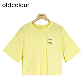 oldcolour夏季新款美式短袖短款T恤女宽松休闲短款上衣P23021371