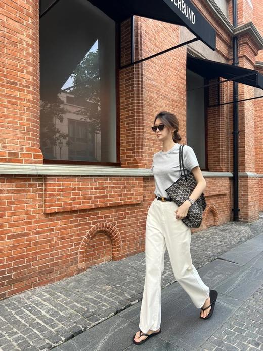 超弹斜纹阔腿牛仔裤 土壤牛仔系列宽松阔腿裤 欧洲进口环保牛仔 高腰深裆微及地版型 修饰各种腿型 原浆本白色 百搭不挑人 商品图3