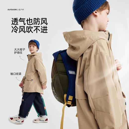 fx-【中长款工装软壳】儿童轻量户外工装连帽外套 PQWT2415 商品图3