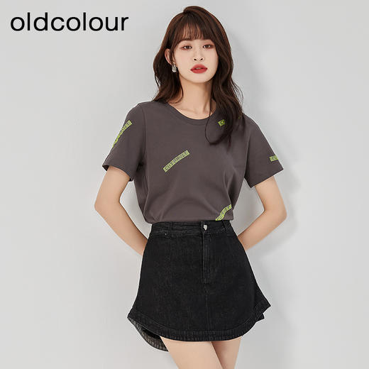 oldcolour2023夏新款黑色小个子高腰显瘦A字牛仔短裤女O22111225 商品图2