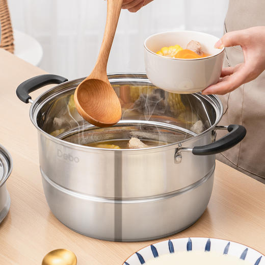 Debo德铂 尼克尔蒸锅304不锈钢三层汤蒸两用锅28cm 商品图4