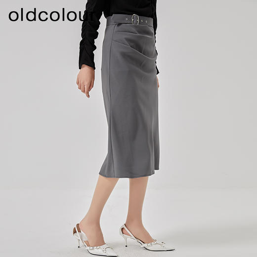 oldcolour2023春季新款灰色高腰包臀职场通勤半身裙女HO14063420 商品图1