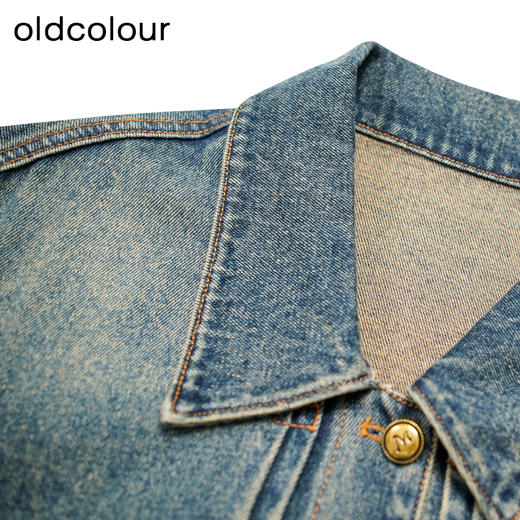 oldcolour秋季新款时尚复古水洗翻领短款牛仔外套女P320413A1 商品图2