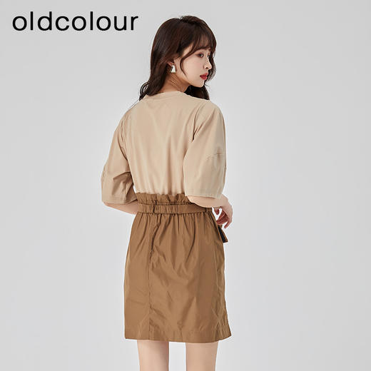oldcolour2023夏季新款气质休闲工装收腰拼接连衣裙O22101250 商品图4