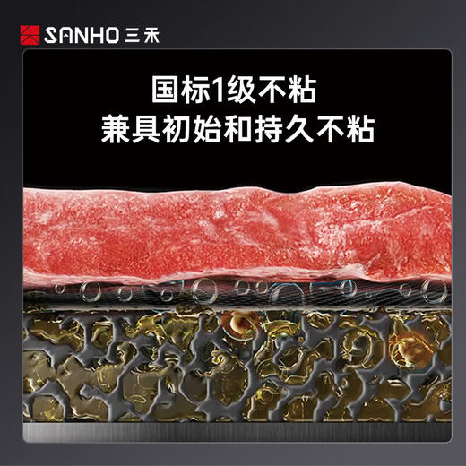 【清仓特惠5折，最后3个】三禾0涂层微纳炒锅锅具32cm（黛蓝青）天穹黑34cm 商品图2