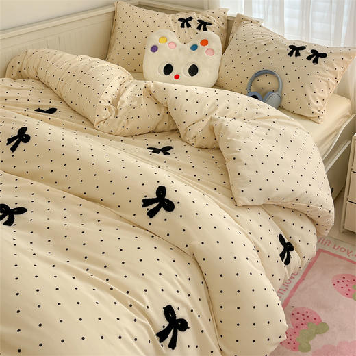 【开学季5折购】水洗超柔四件套亲肤棉可甜可盐小清新奶油风床单款床笠款套件 商品图11