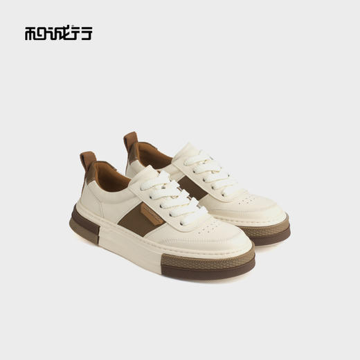 和诚行 2024秋冬新款真皮百搭厚底德训鞋男士时尚休闲板鞋0551161 商品图0