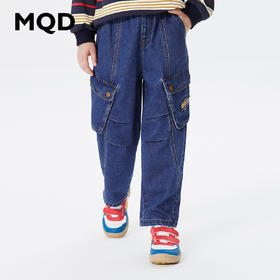 【MQD】童装男大童直筒撞色牛仔裤春新大口袋设计户外绣花潮流长裤