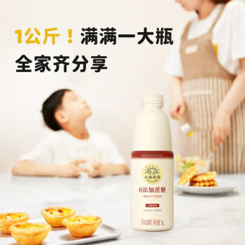 北海牧场0蔗糖原味家庭装酸奶1kg*1瓶高钙 30g蛋白质每瓶低温酸奶 商品图5