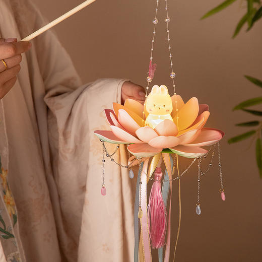 中秋节荷花灯材料包diy手提发光古风兔子莲花灯笼儿童手工花灯 商品图3