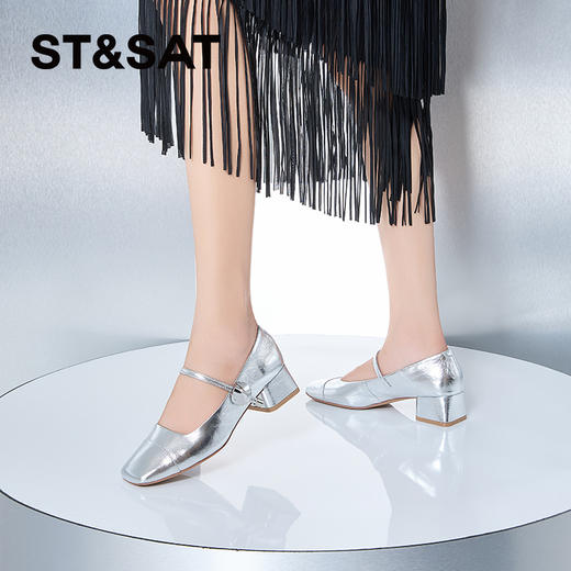 星期六清冷感简约粗跟一字扣玛丽珍SSC2111E4Y 商品图8