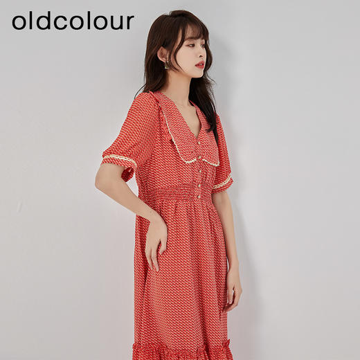 oldcolour2023夏季新款法式复古浪漫娃娃领波点连衣裙GO21101772 商品图3