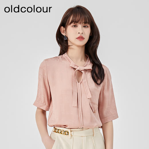 oldcolour夏季新款高级气质通勤绑带宽松显瘦衬衫女O23011352 商品图3