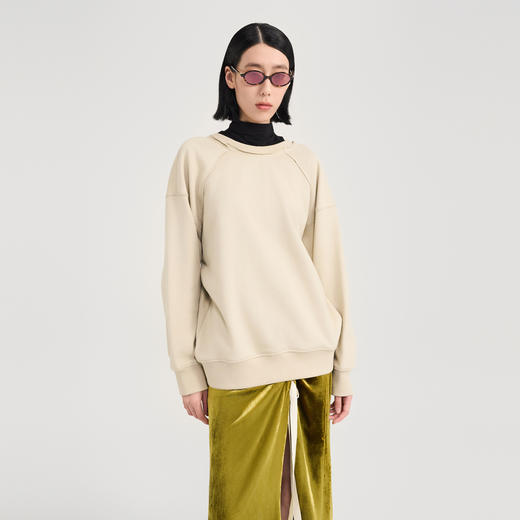 lost in echo2024秋冬新品慵懒宽松时尚背部镂空套头卫衣上衣女 商品图3