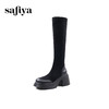 Safiya/索菲娅2024冬 增高不过膝小个子粗跟弹力瘦瘦长靴 SF44117002 商品缩略图7
