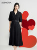 【商场同款】阿菁娜2024秋季新款V领平驳头压褶连衣裙A29Q112069 商品缩略图0