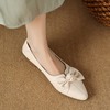 【预售5天】软面羊皮低跟舒适奶奶鞋，蝴蝶结一脚蹬V口低帮单鞋DSFG&1559 商品缩略图1
