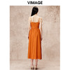 VIMAGE纬漫纪时尚露背时尚简约显瘦吊带橙色连衣裙秋新款V2207817 商品缩略图5