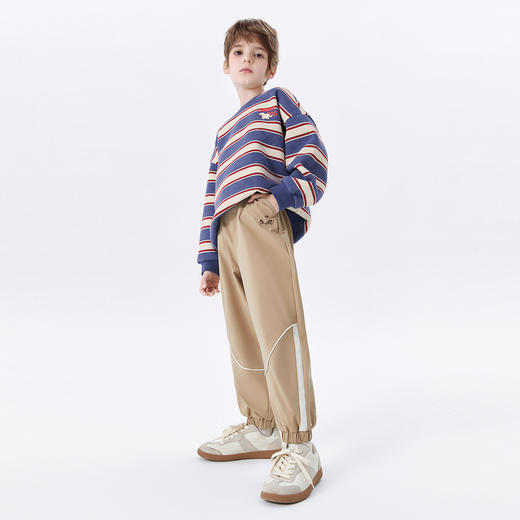 【MQD】童装儿童春新款学院风基础百搭条杠休闲长裤9641W1536 商品图3