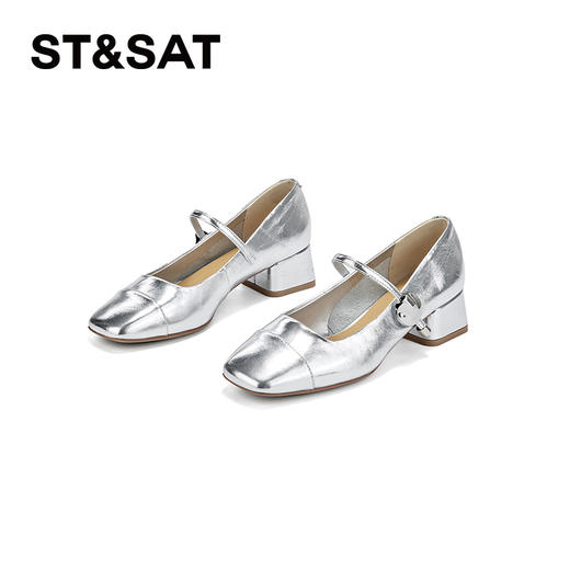 星期六清冷感简约粗跟一字扣玛丽珍SSC2111E4Y 商品图13