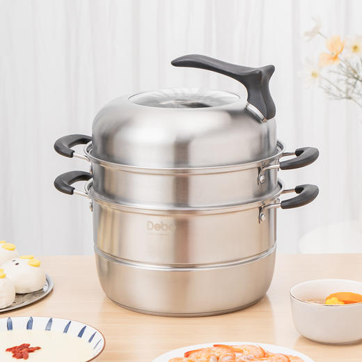 Debo德铂 尼克尔蒸锅304不锈钢三层汤蒸两用锅28cm 商品图0