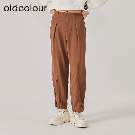 oldcolour2023春新款时尚高腰直筒宽松束脚工装休闲裤女O12073211 商品图0