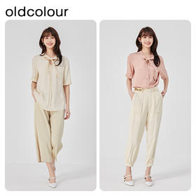 oldcolour夏季新款高级气质通勤绑带宽松显瘦衬衫女O23011352