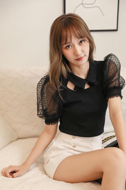 Stay2Weeks 黑色翻领镂空针织上衣 13342 商品图4