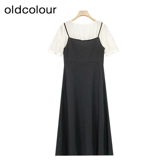 oldcolour夏季新款假两件拼接连衣裙女法式设计感裙子P22101297 商品图1