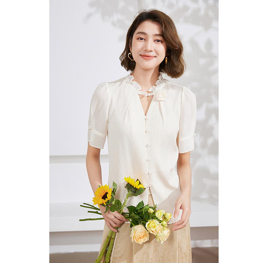 乔万尼短袖衬衫真丝桑蚕丝宫廷风新品EM2C822 商品图2