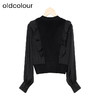 oldcolour秋季新款黑色高级V领长袖毛织短外套女P380501A1 商品缩略图1