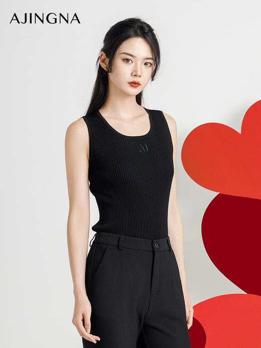 【商场同款】阿菁娜2024秋季新款U型领简约时尚背心A29Q301039 商品图0