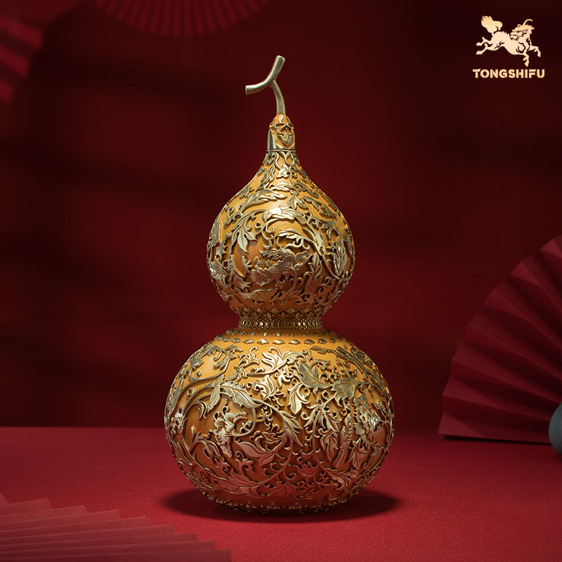 铜师傅《福禄临门》客厅桌面铜葫芦摆件 家居装饰工艺品