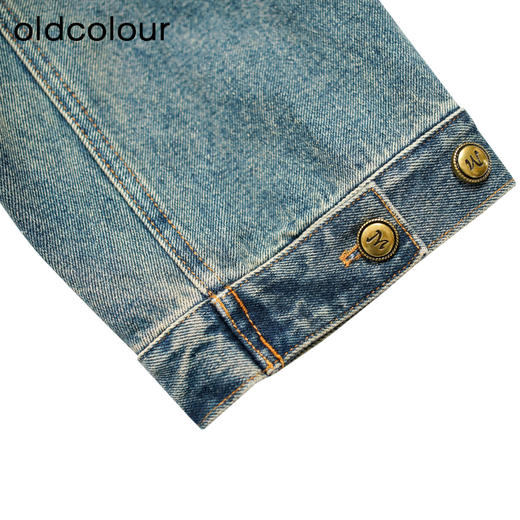 oldcolour秋季新款时尚复古水洗翻领短款牛仔外套女P320413A1 商品图3