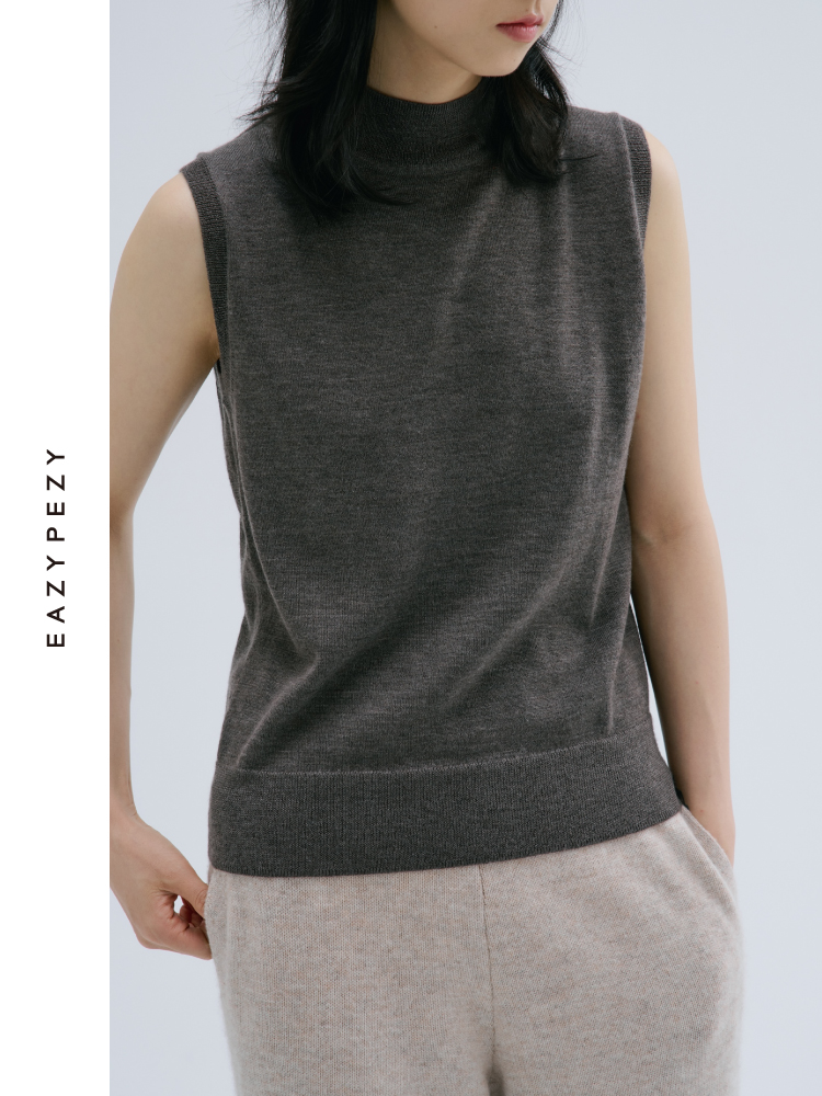 2024AW 精纺羊绒无袖半高领套头衫