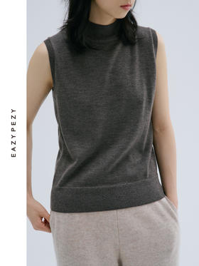 2024AW 精纺羊绒无袖半高领套头衫