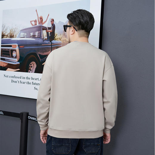 【新款DMH】大依优型大码男装圆领卫衣简约宽松上衣男士胖子打底衫300斤 商品图2