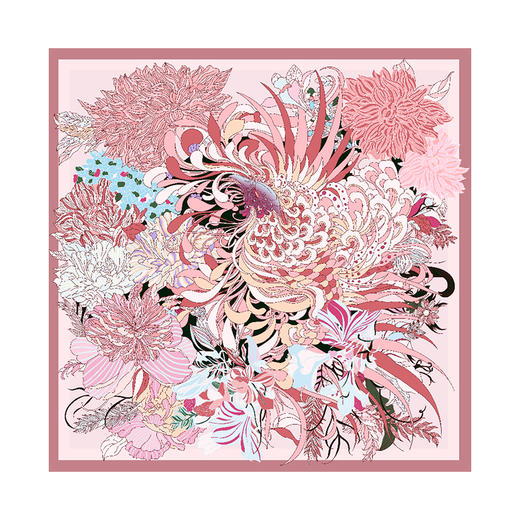 百花争妍 真丝双面印花大方巾 105*105cm 商品图4