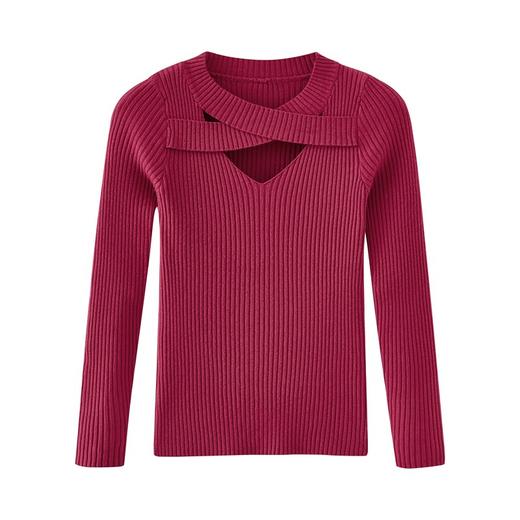 【V领交叉针织打底衫】春秋新款打底衫洋气高级感内搭上衣毛衣女设计感小众镂空针织衫女 商品图6