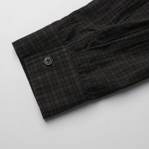 ROMI STUDIO“美式复古”100棉细格纹磨毛洗水做旧宽松衬衣431C1050 商品图2