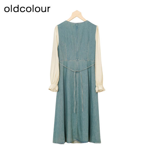 oldcolour秋季新款国风文艺复古长袖牛仔连衣裙女P381009A1 商品图1