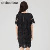 oldcolour2023夏新款黑色设计感小众蕾丝薄款短款连衣裙O22101260 商品缩略图4