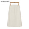 oldcolour秋季新款时尚通勤格纹小香风半身裙中长款女P330615A1 商品缩略图0