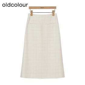 oldcolour秋季新款时尚通勤格纹小香风半身裙中长款女P330615A1