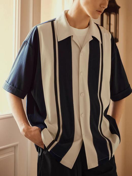 Evistub/E-3XCS06/古巴领刺绣廓形短袖衬衫 商品图3