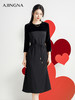 【商场同款】阿菁娜2024秋季新款七分袖丝绒拼接连衣裙A29Q112070 商品缩略图2