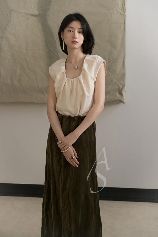 Mark Kenly Domino Tan 原色TOGO褶边领提花上衣 商品图1