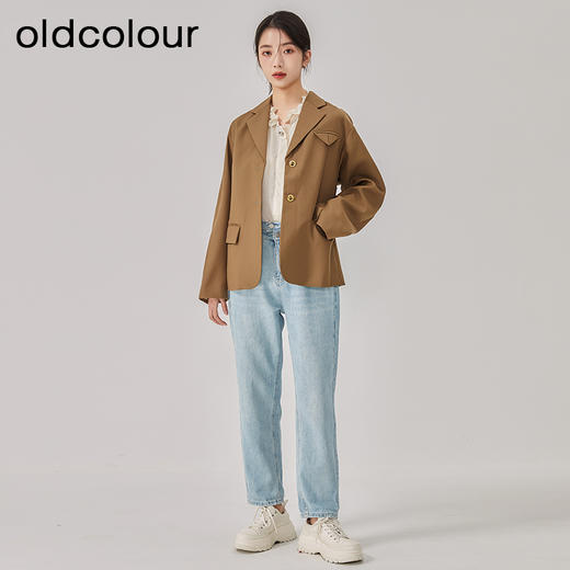 oldcolour2023春季新款卡其色小个子休闲短款西装外套女O11048102 商品图2