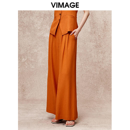 VIMAGE纬漫纪秋季新款阔腿显瘦高腰百搭休闲裤V2205825 商品图0